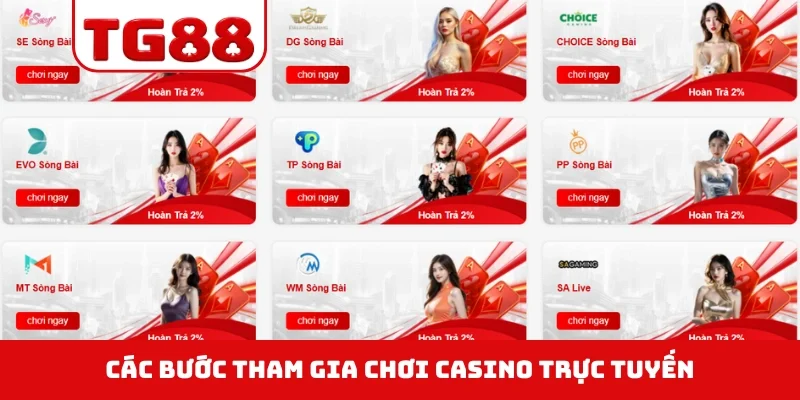 Các bước tham gia chơi casino trực tuyến