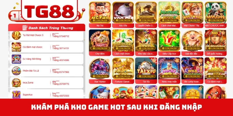 Khám phá kho game hot sau khi đăng nhập