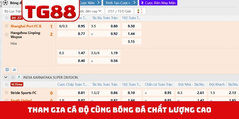 Tham gia cá độ cùng bóng đá chất lượng cao