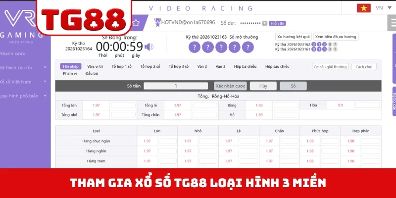Tham gia xổ số TG88 loại hình 3 miền