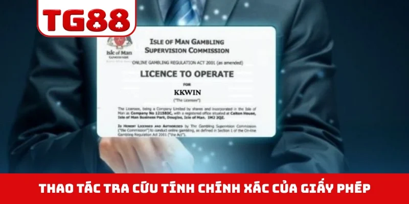 Thao tác tra cứu tính chính xác của giấy phép