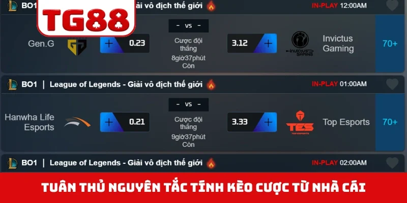 Tuân thủ nguyên tắc tính kèo cược từ nhà cái
