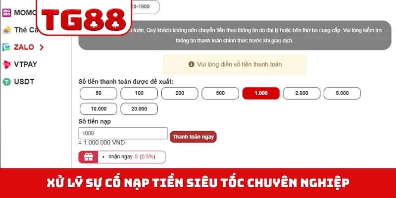 Xử lý sự cố nạp tiền siêu tốc chuyên nghiệp